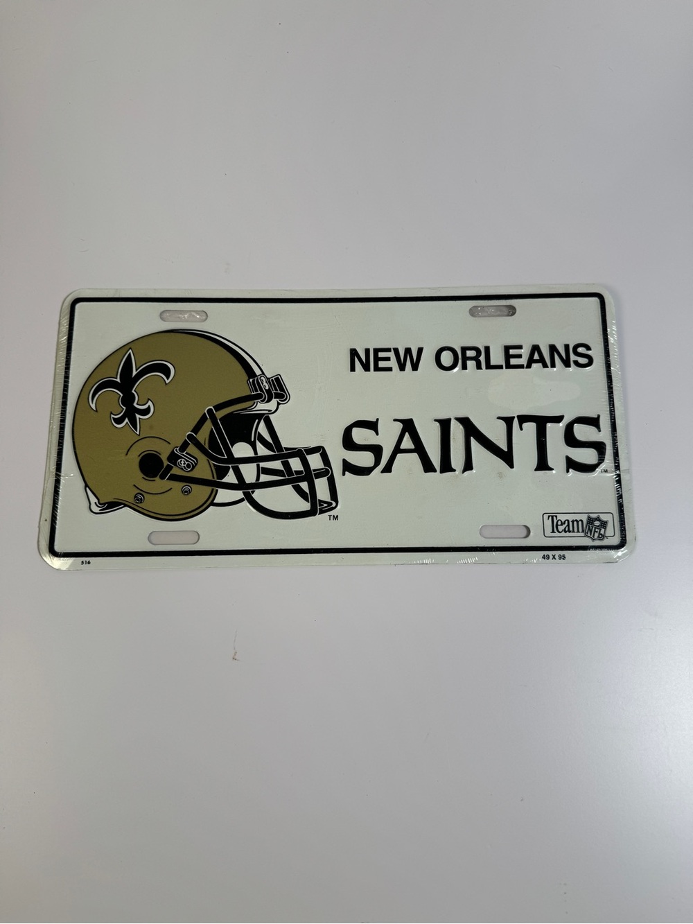 Vintage 90's NFL New Orleans Saints Football Helmet Logo License Plate NOS NIP